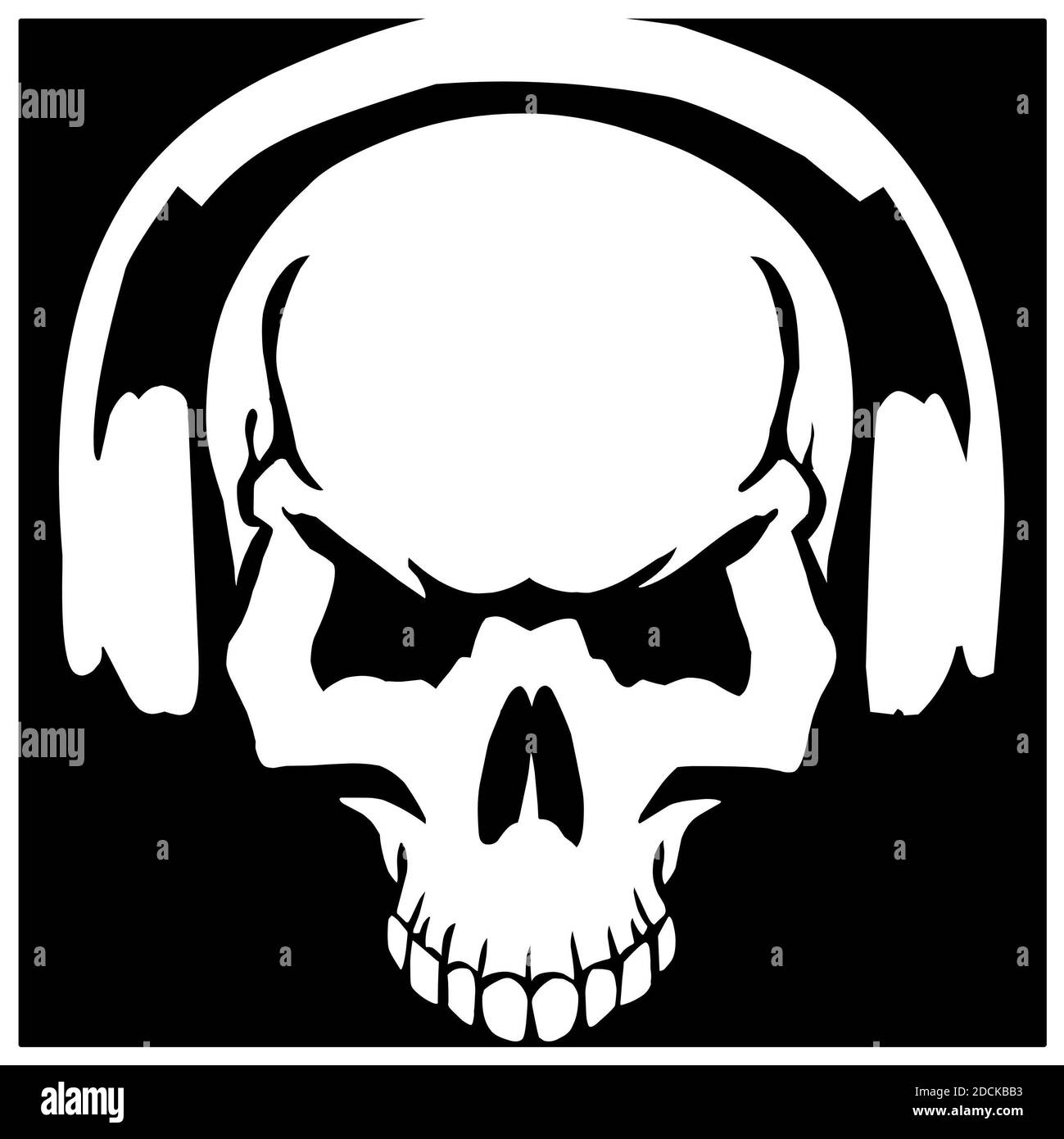 Skull in a headphones illustration Stock Photo
