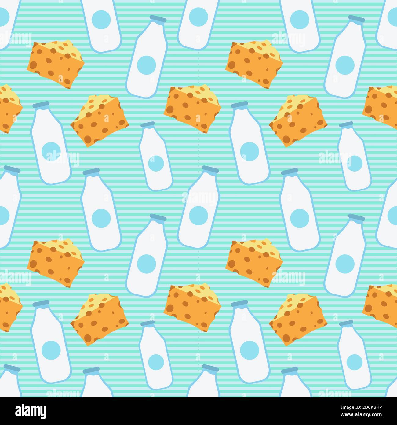 milk bottle and cheese seamless pattern vector illustration Stock Vector