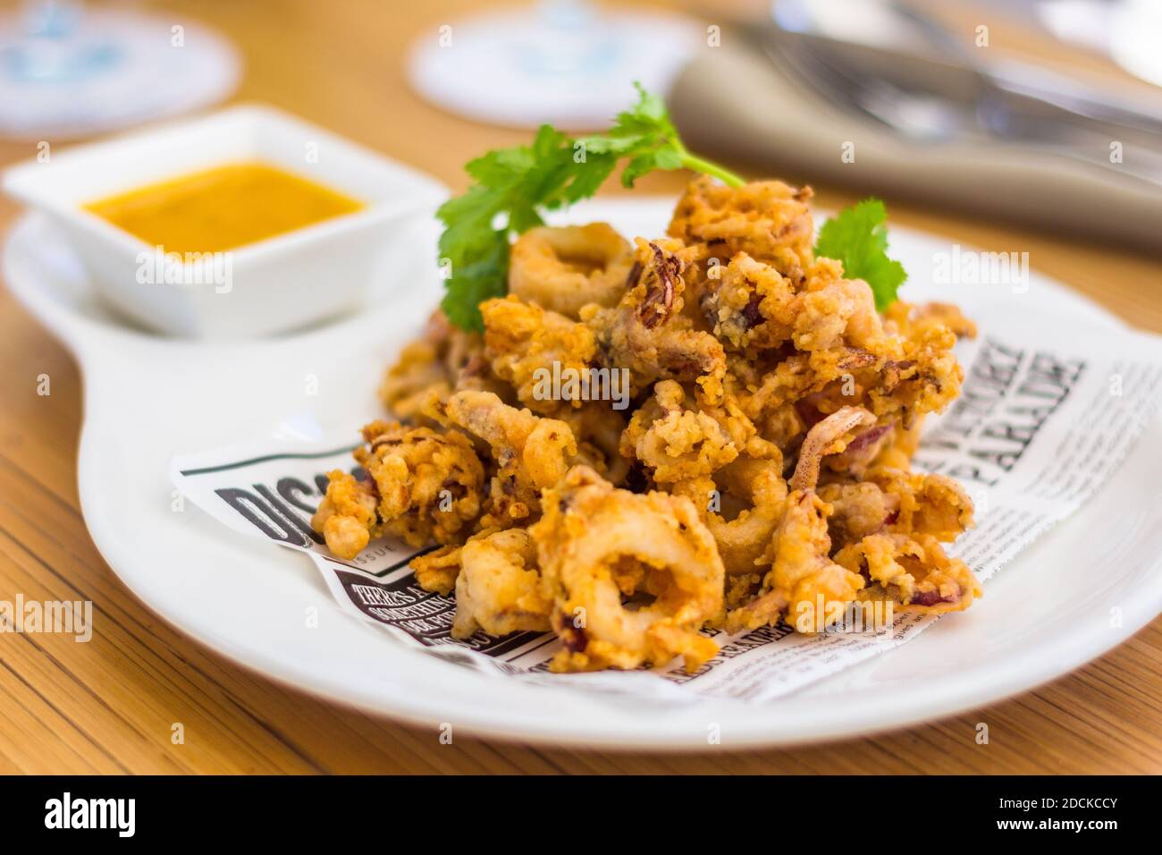 A plate of crispy calamares in Aklan, Philippines Stock Photo - Alamy