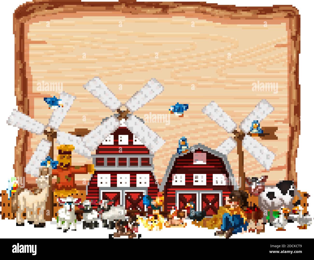 Happy kids at farm banner illustration Stock Vector Image & Art - Alamy
