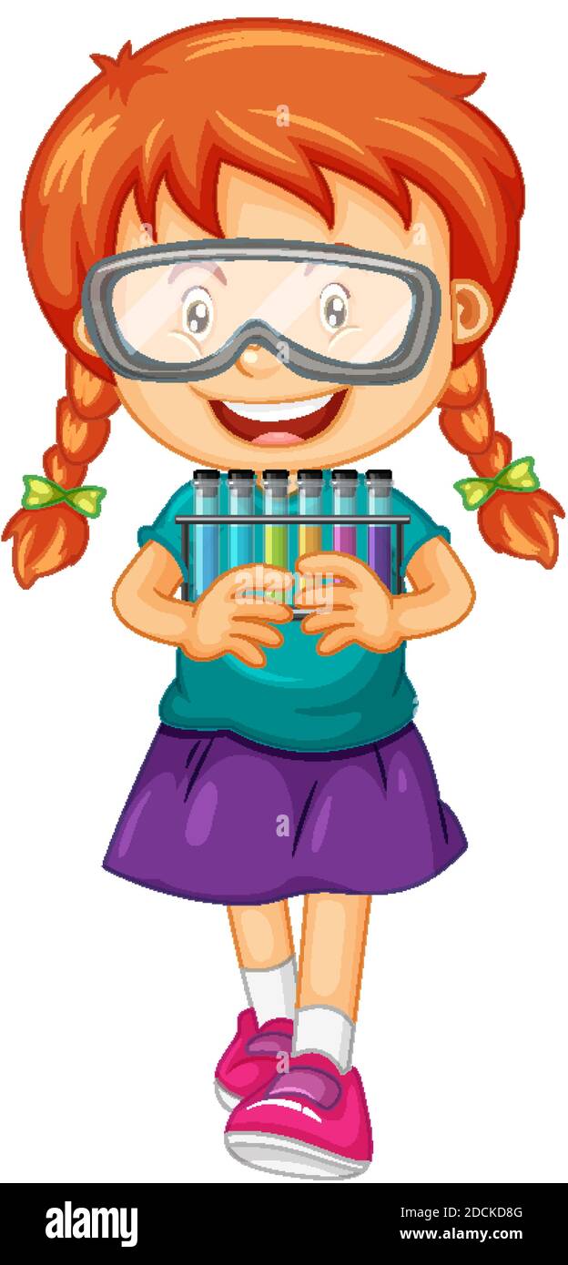 Happy girl holding test tube illustration Stock Vector Image & Art - Alamy