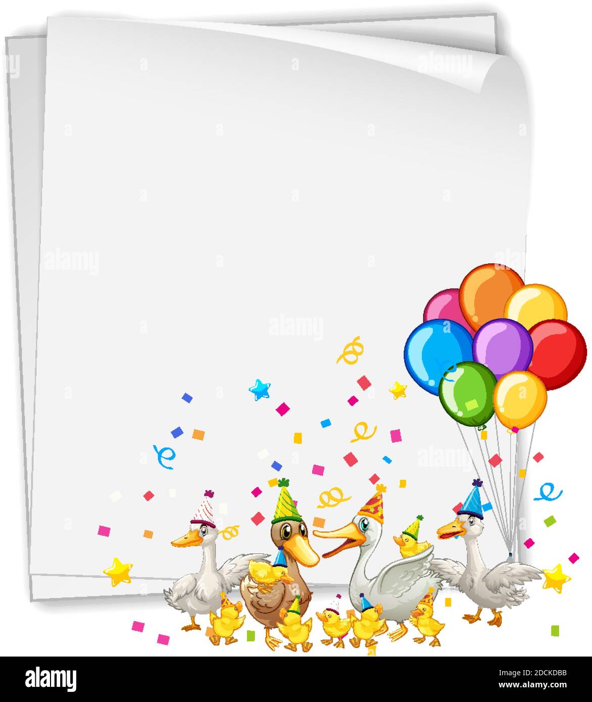 Paper template with cute animals in party theme illustration Stock ...