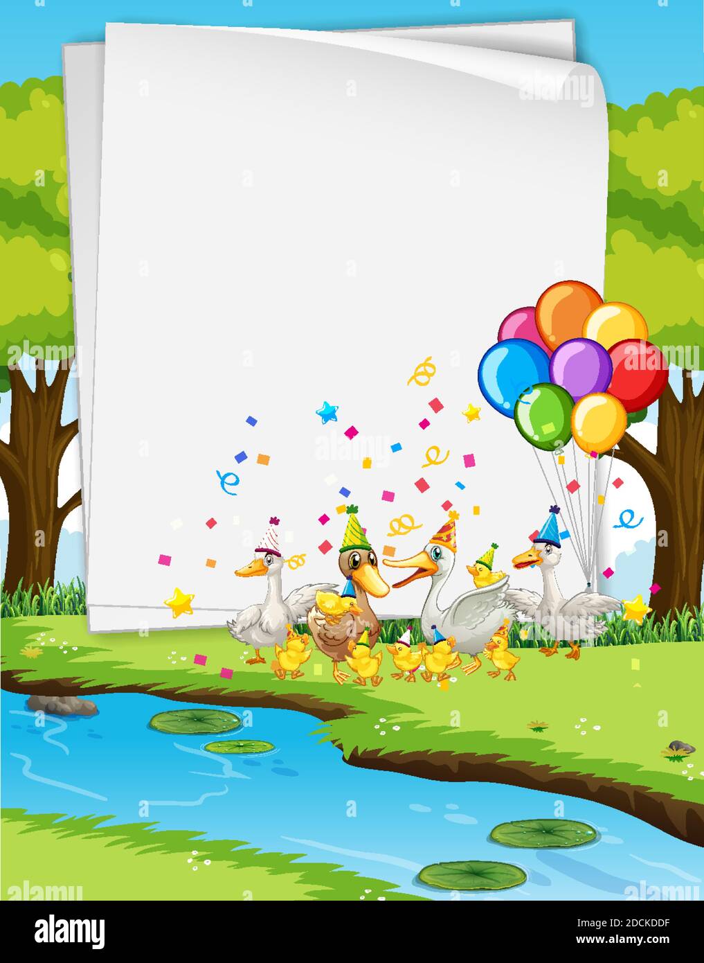 Paper template with cute animals in party theme illustration Stock ...
