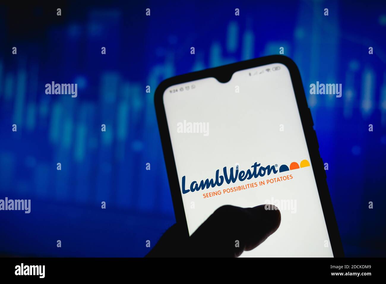 In this photo illustration the Lamb Weston Holdings logo seen displayed