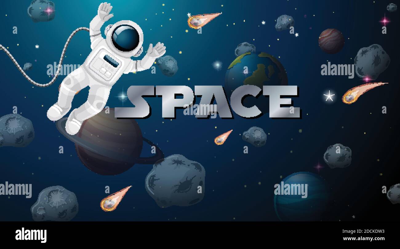 Astronaut in space scene illustration Stock Vector Image & Art - Alamy