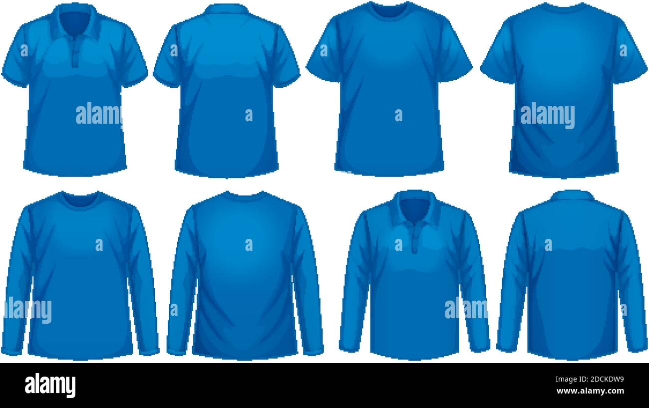 Set of different types of shirt in same color illustration Stock Vector