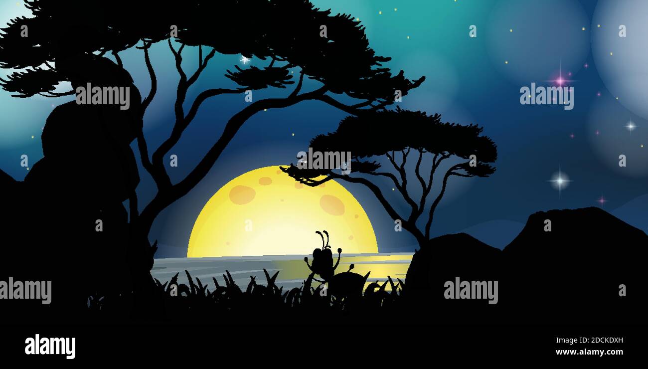 Nature scene at night illustration Stock Vector Image & Art - Alamy
