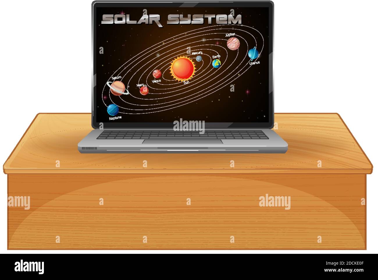 Solar System Pg Computer Laptop with solar system on screen illustration Stock Vector Image ...