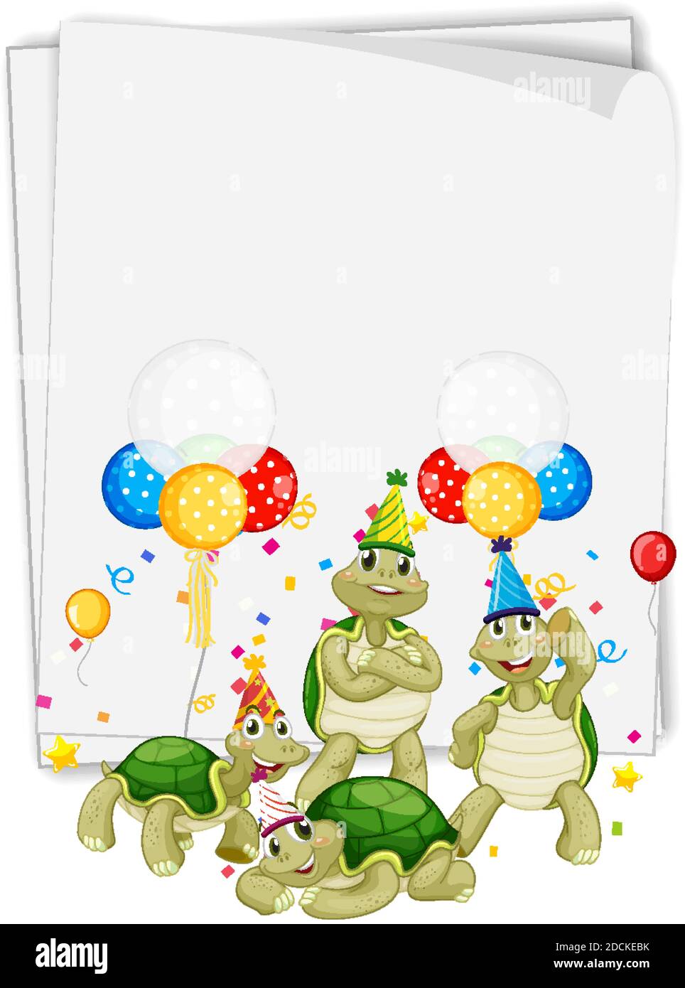 Paper template with cute animals in party theme illustration Stock ...