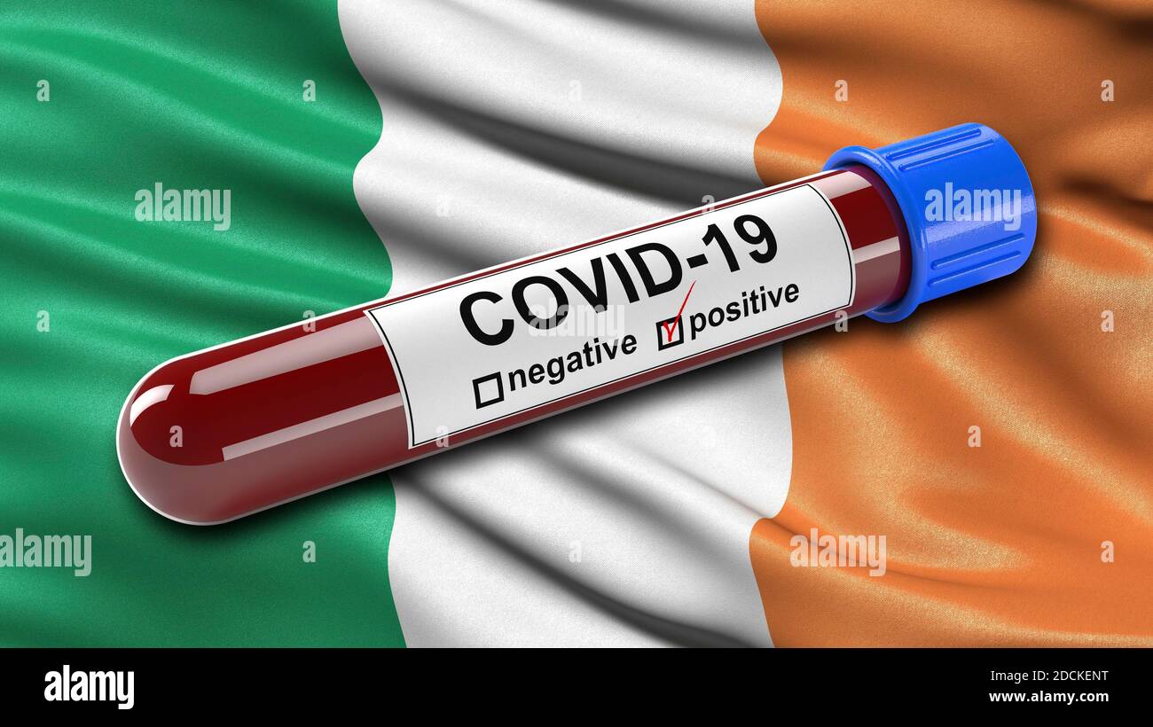 Flag of the Republic of Ireland waving in the wind with a positive