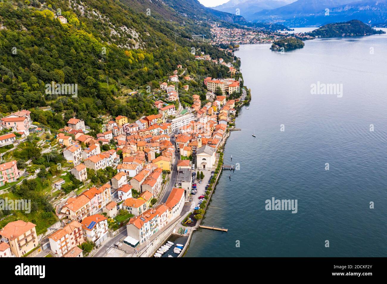 Aerial view, Colonno on Lake Como, Lombardy, Italy Stock Photo - Alamy