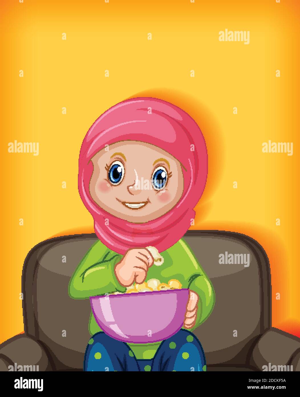 Female muslim cartoon on character eating popcorn illustration Stock Vector  Image & Art - Alamy