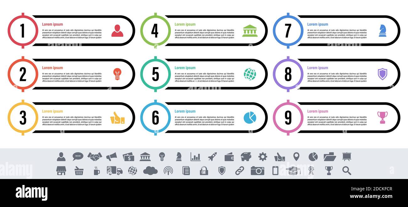 infographic design business concept with 9 steps... Infographic design business concept vector illustration with 9 steps or ...