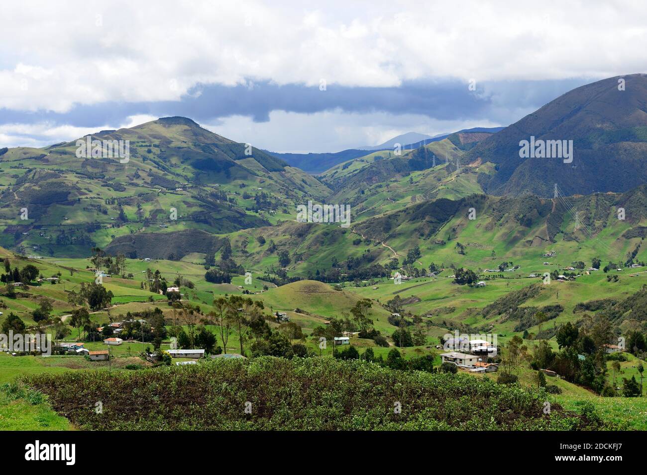 Agriculturally used hill country, near Cuenca, Azuay province, Ecuador Stock Photo