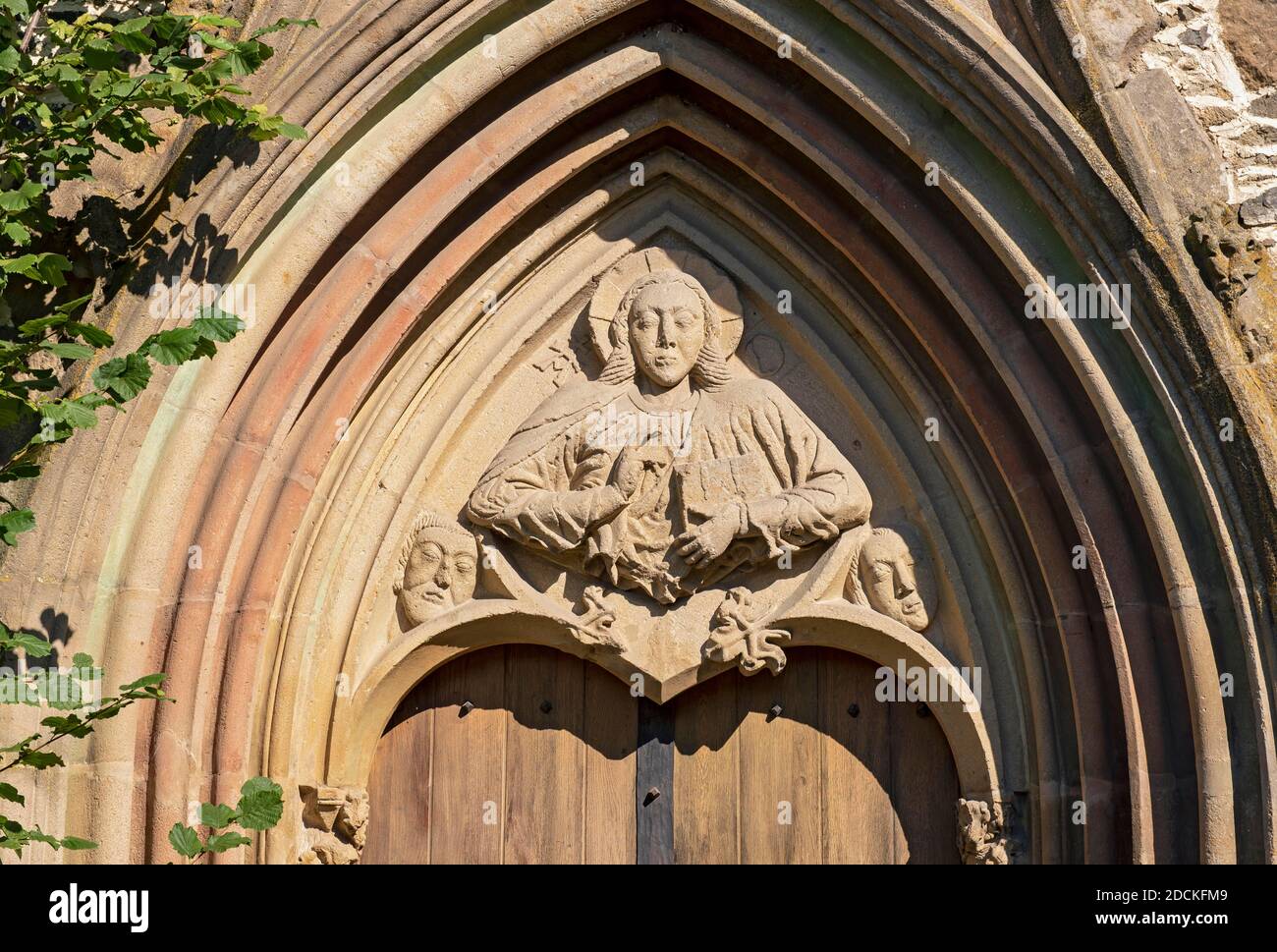 Gothic arch above door at Rosa Coeli Monastery, Dolni Kounice, Czech Republic Stock Photo
