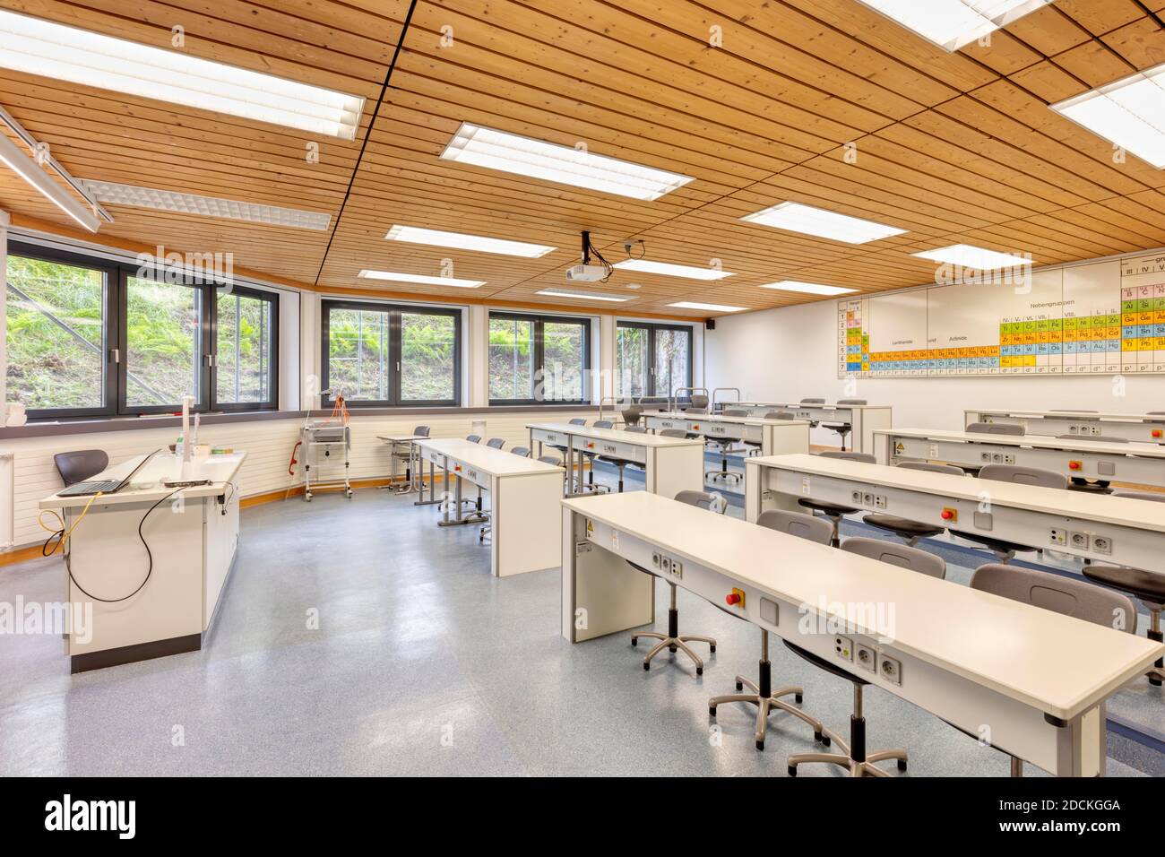 Chemistry room, classroom, school, Corona, Bavaria, Germany Stock Photo