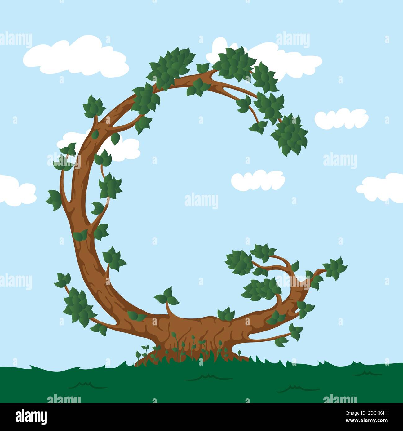 Forest alphabet. Illustration The letter G from a tree Stock Vector ...
