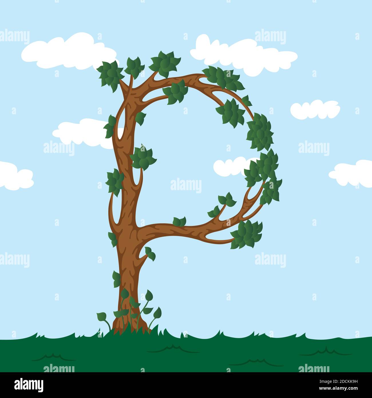 Forest alphabet. Illustration The letter P from a tree Stock Vector ...