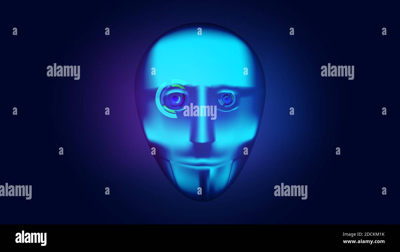 Cyborg face with digital eyes. Future technologies. Vector illustration. Stock Vector
