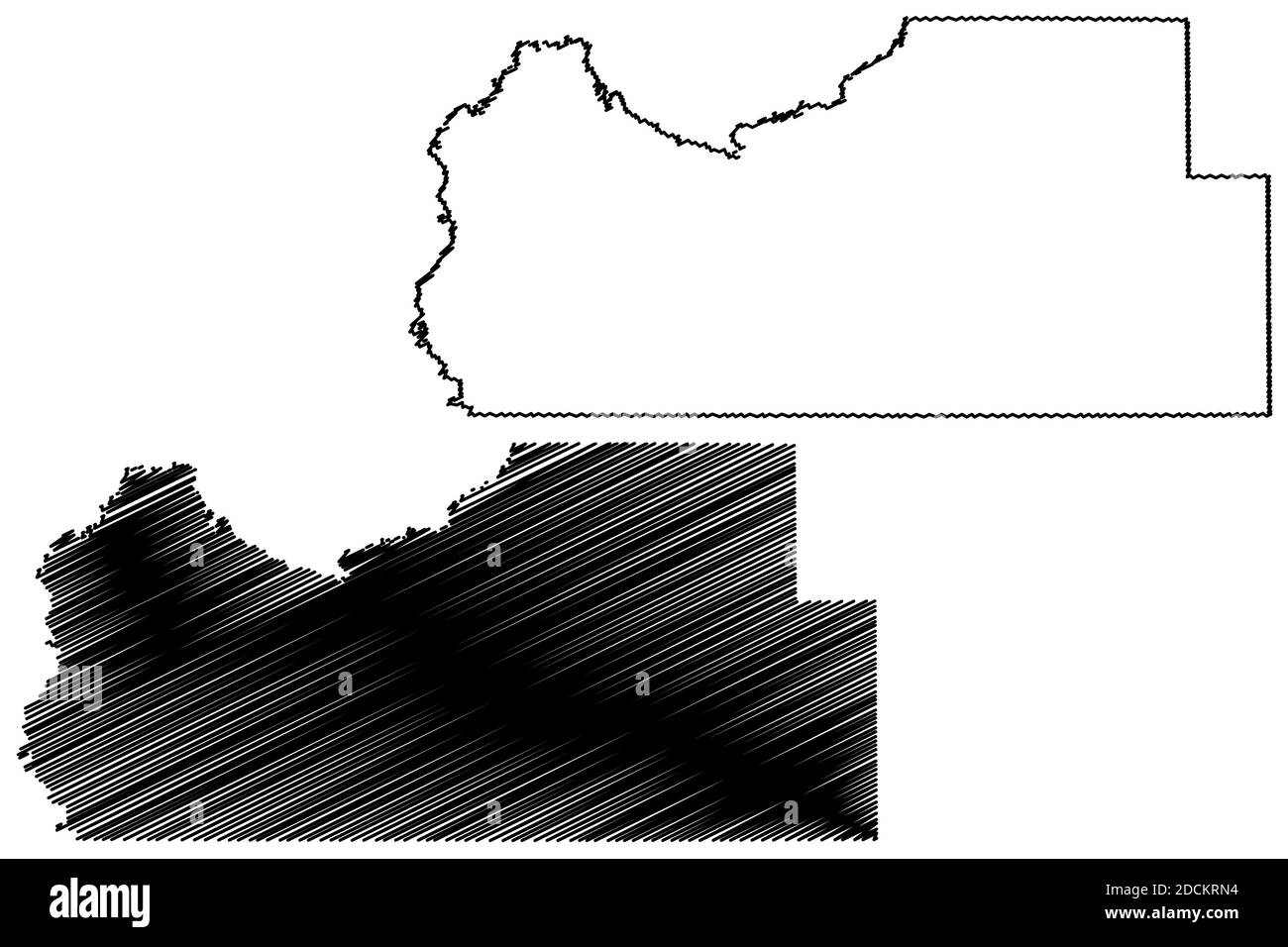 Tate County, Mississippi (U.S. county, United States of America, USA, U.S., US) map vector illustration, scribble sketch Tate map Stock Vector