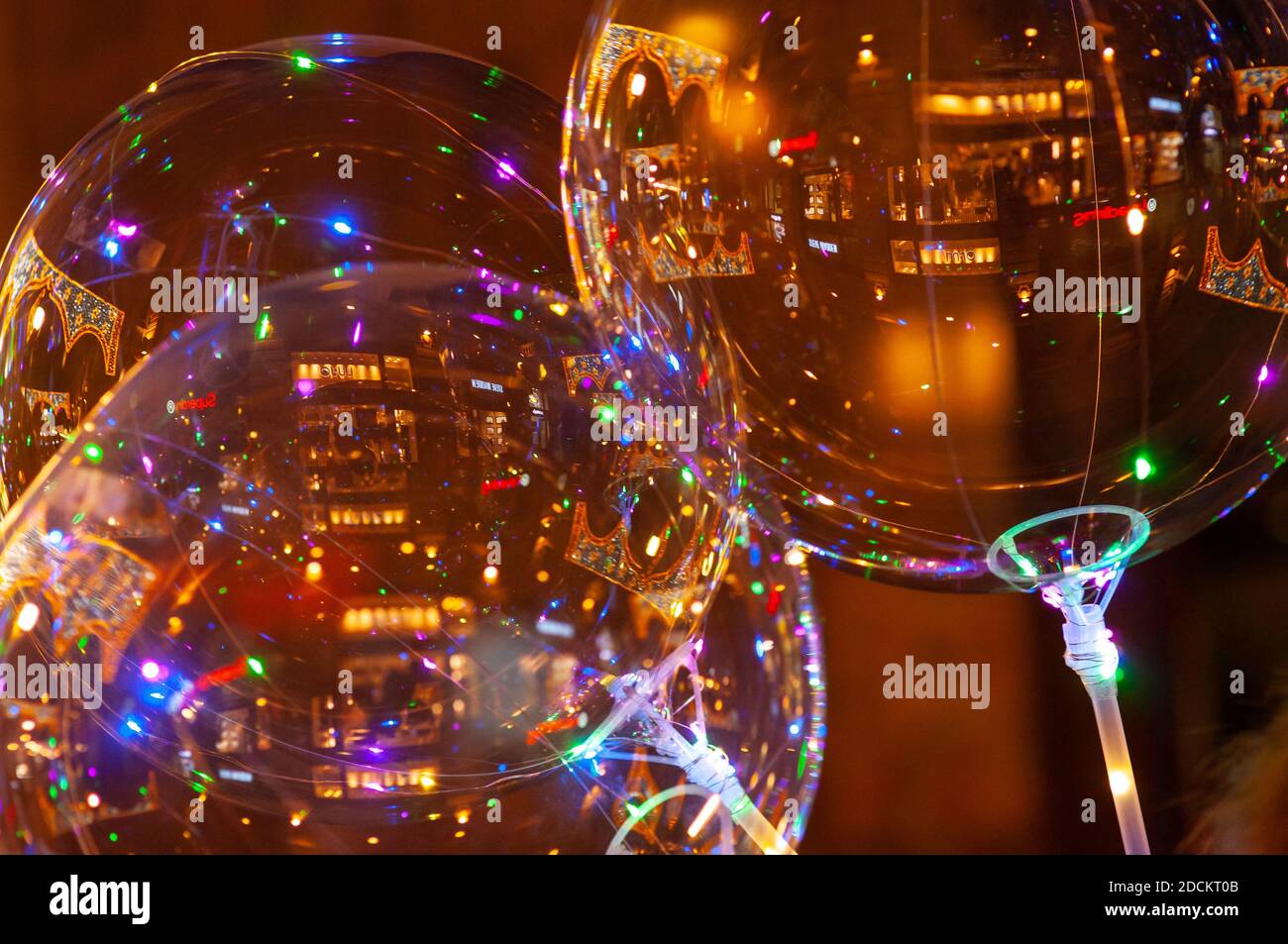 bundle of balls of Christmas lights with dark background Stock Photo