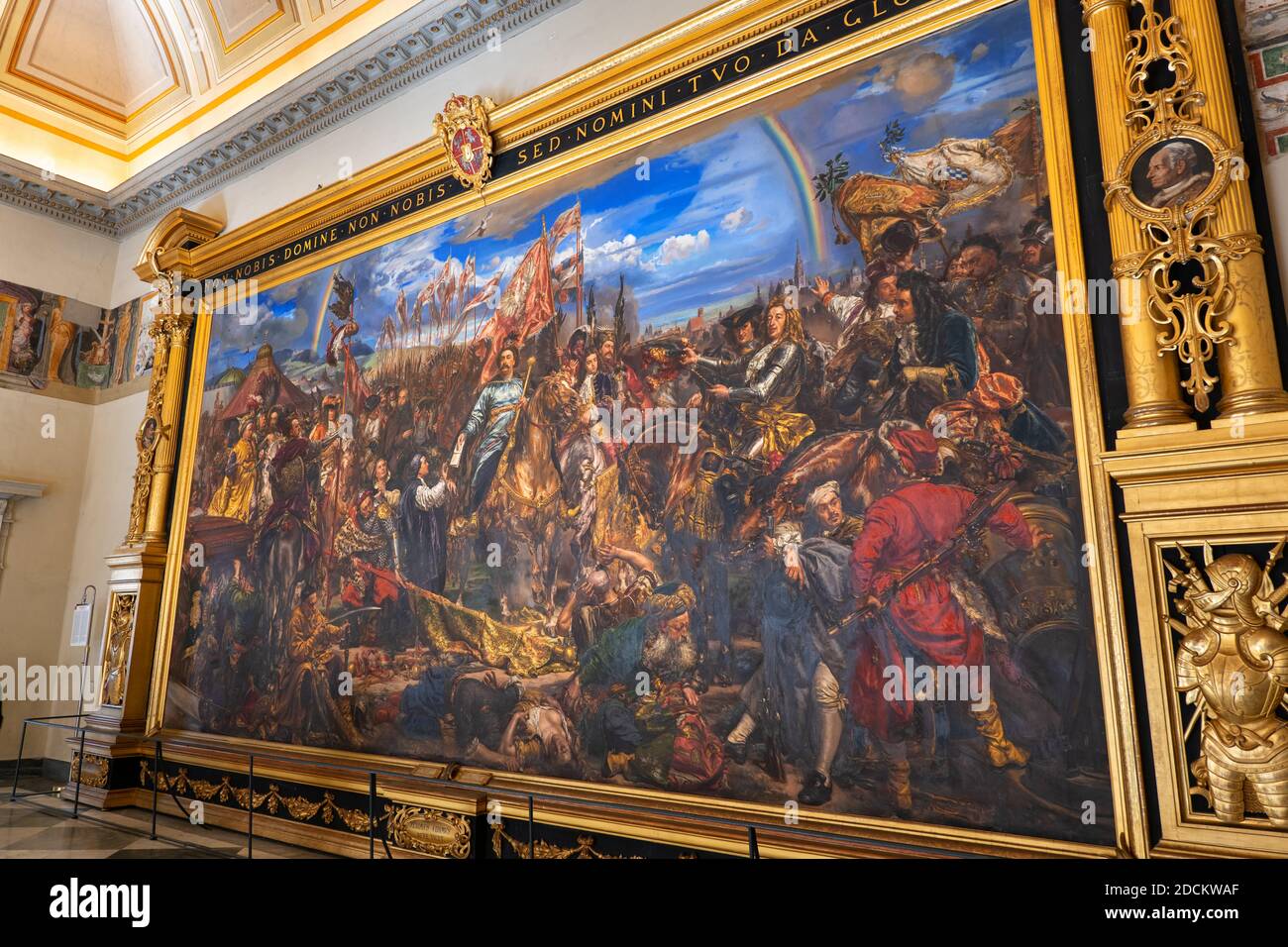 Painting of John III Sobieski King of Poland victory over the Ottoman Turks in Battle of Vienna (1683), oil canvas by Jan Matejko, Sobieski Room, Vati Stock Photo
