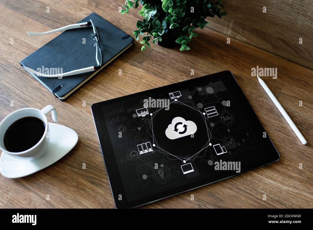 Cloud technology. Internet, computing and data storages concept Stock Photo