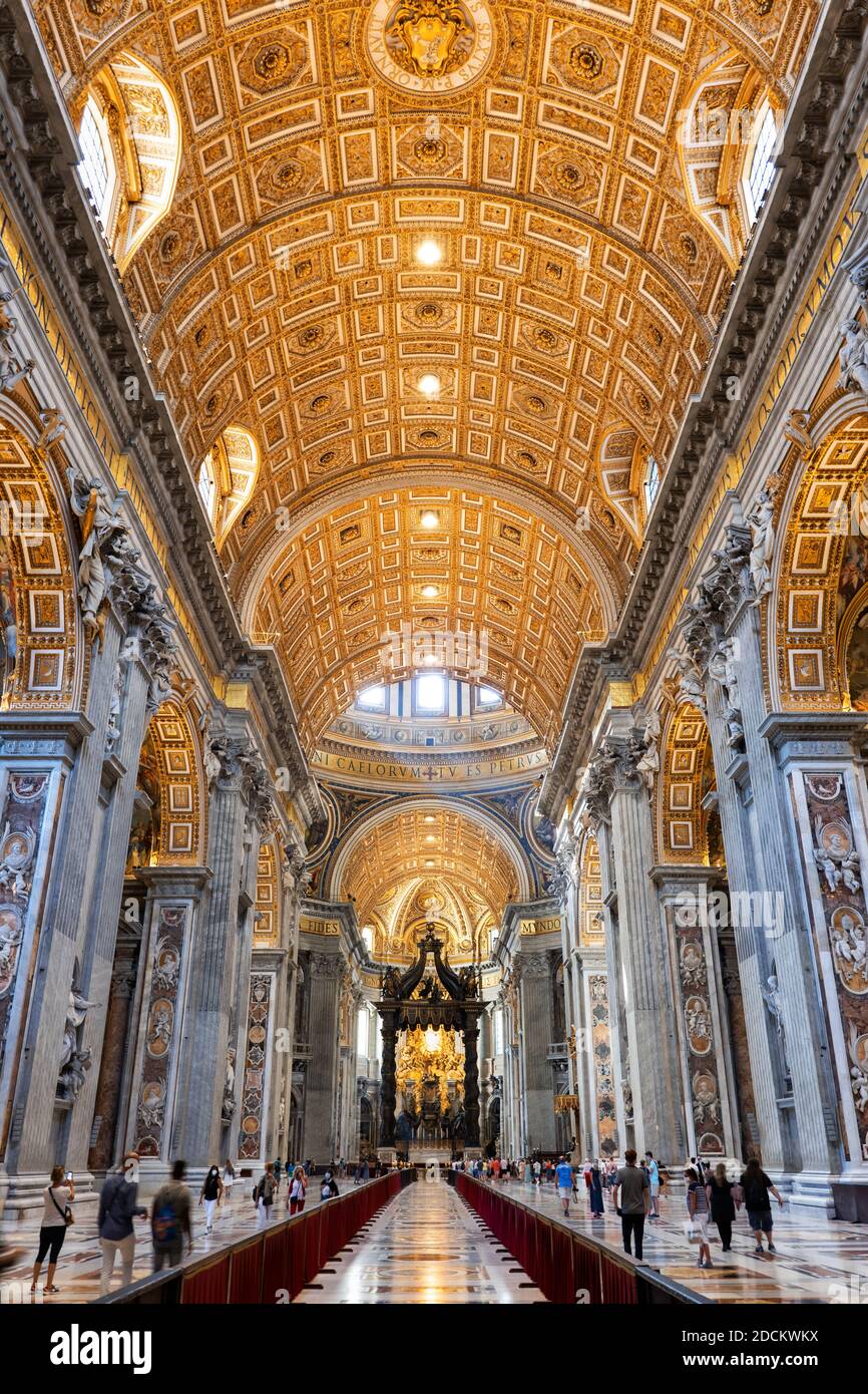 Papal Basilica of Saint Peter interior with barrel vault in Vatican, Rome, Italy Stock Photo