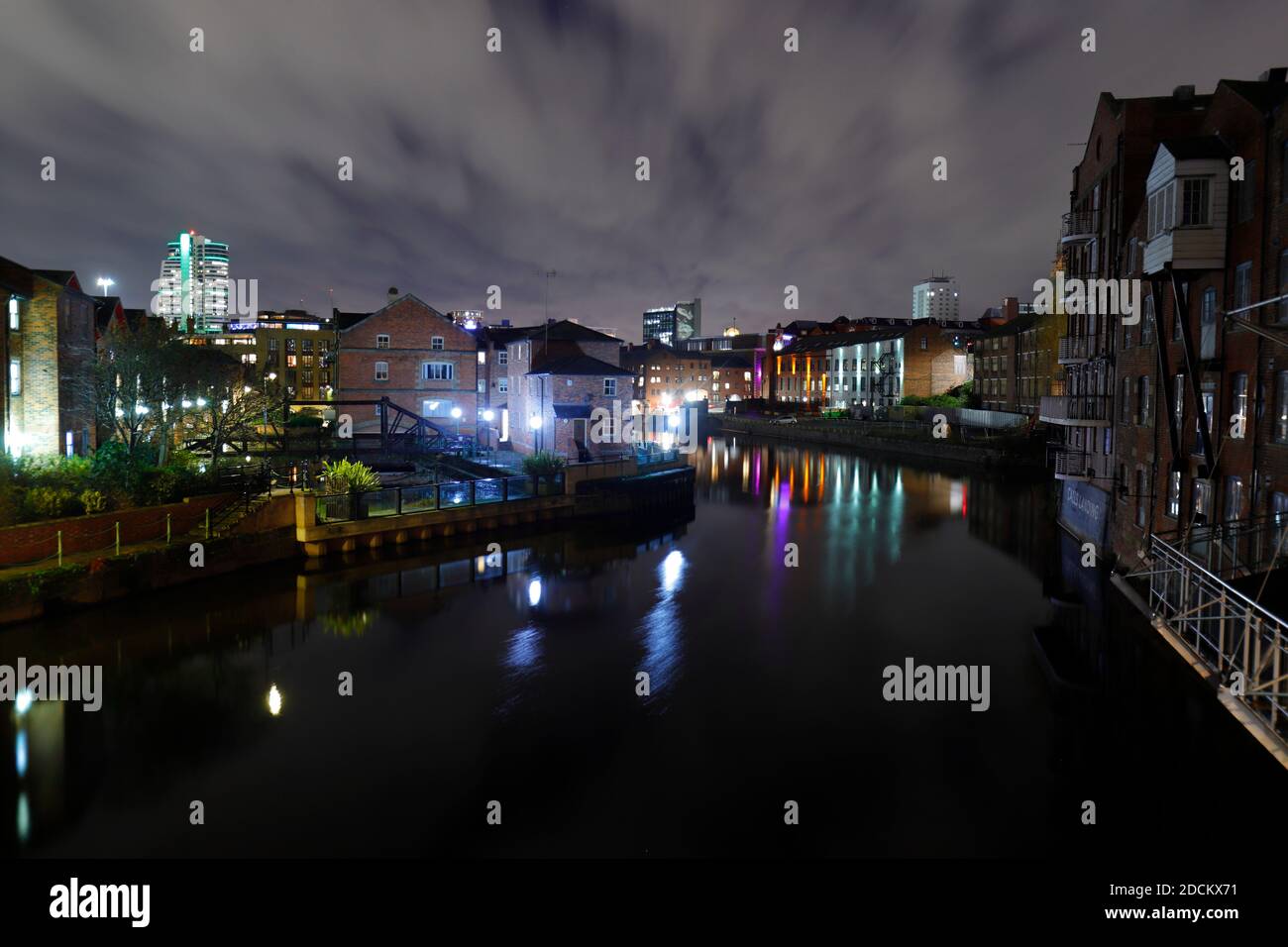 A view across the River Aire in Leeds City Centre Stock Photo - Alamy