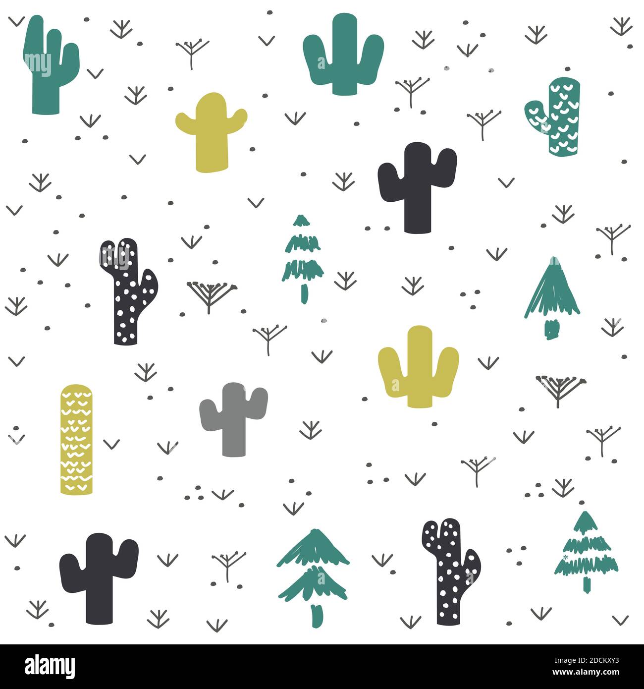 Vector cactus plant seamless pattern. Cacti flower background, print Stock Vector