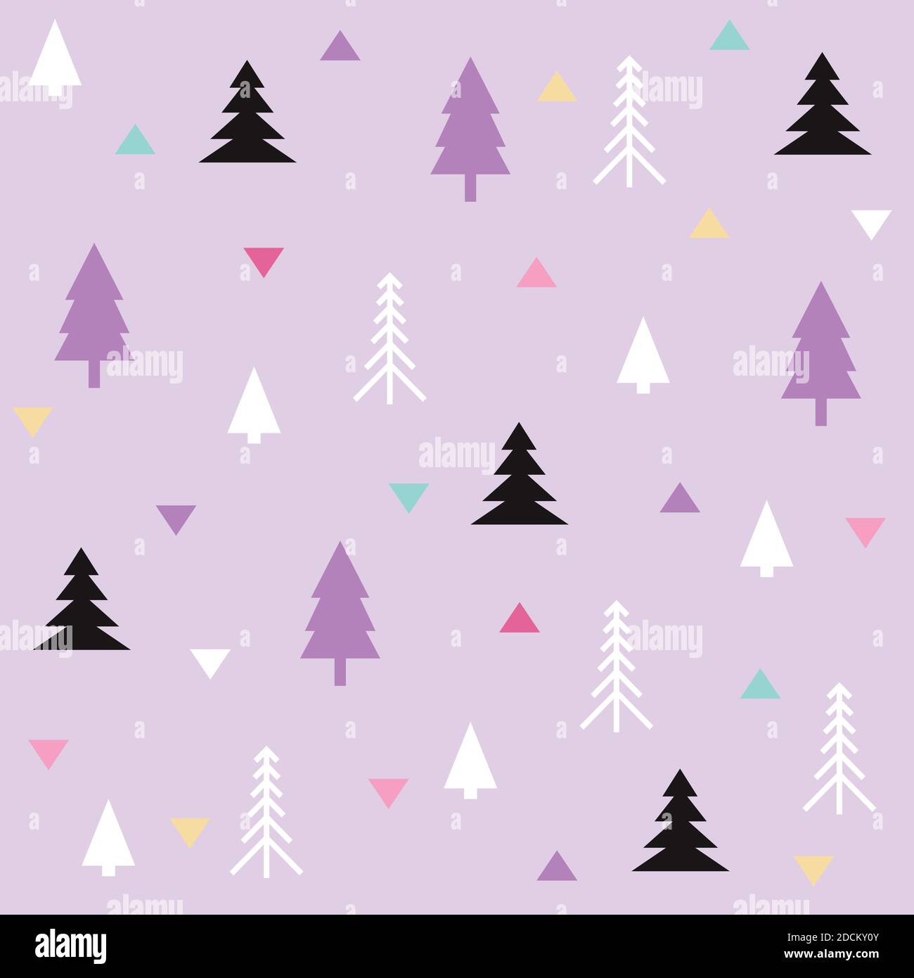 Winter forest. Christmas seamless purple color pattern, Stock Vector