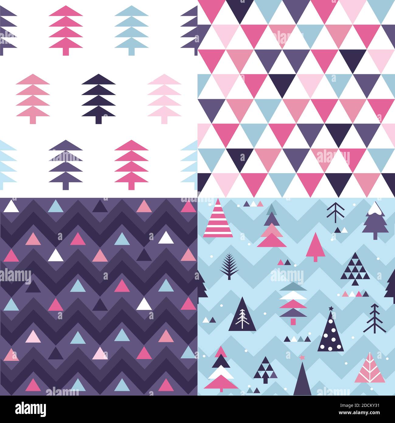 Winter christmas vector seamless patterns Stock Vector