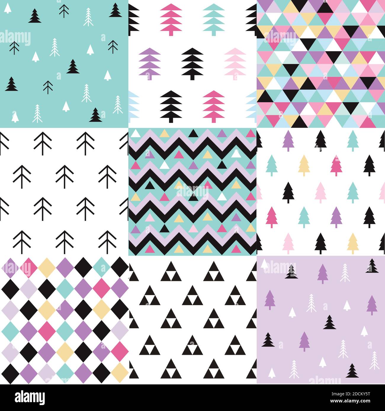 Winter christmas vector seamless patterns Stock Vector
