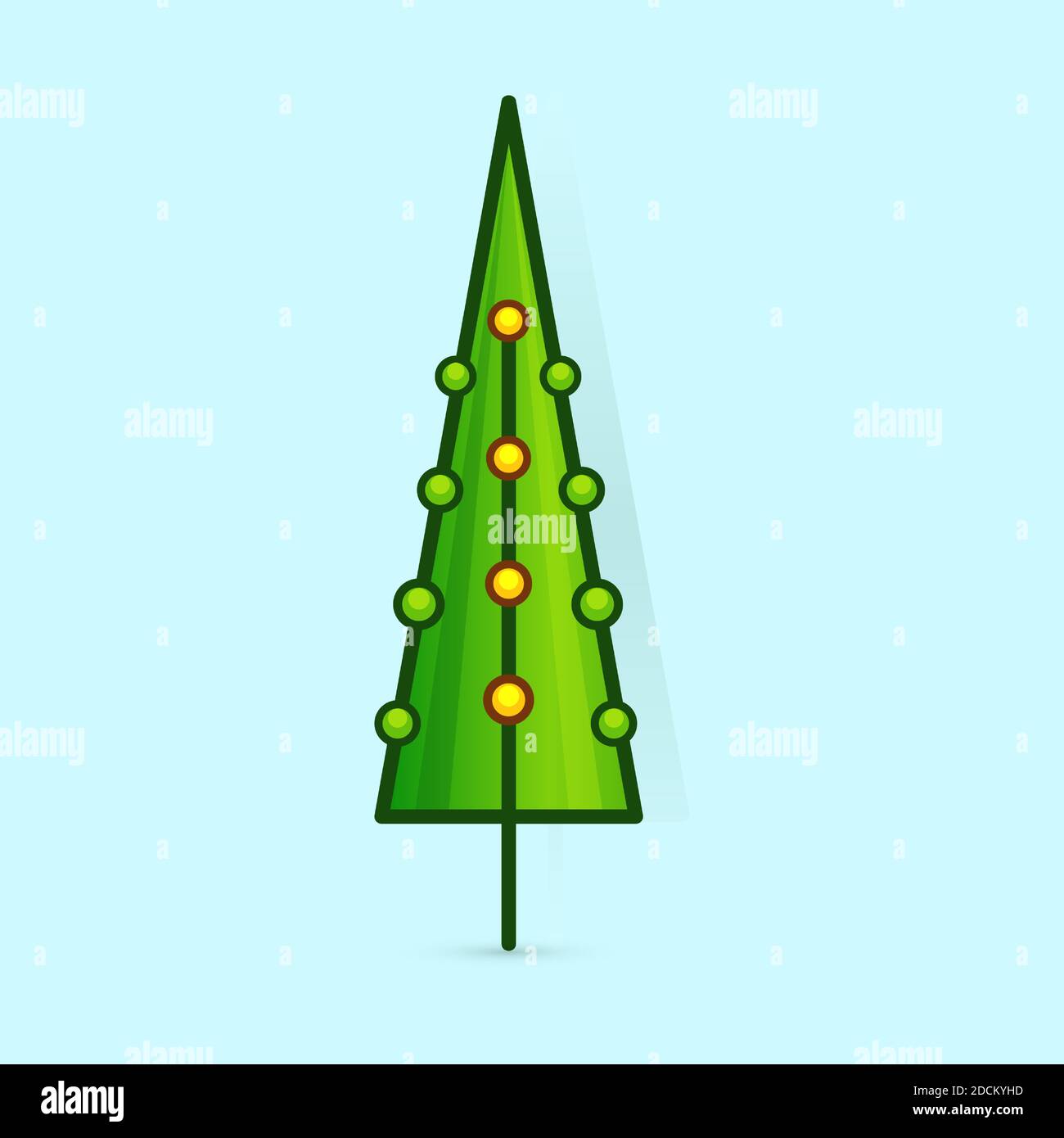Christmas tree vector icon. Decorated tree in flat line art style ...