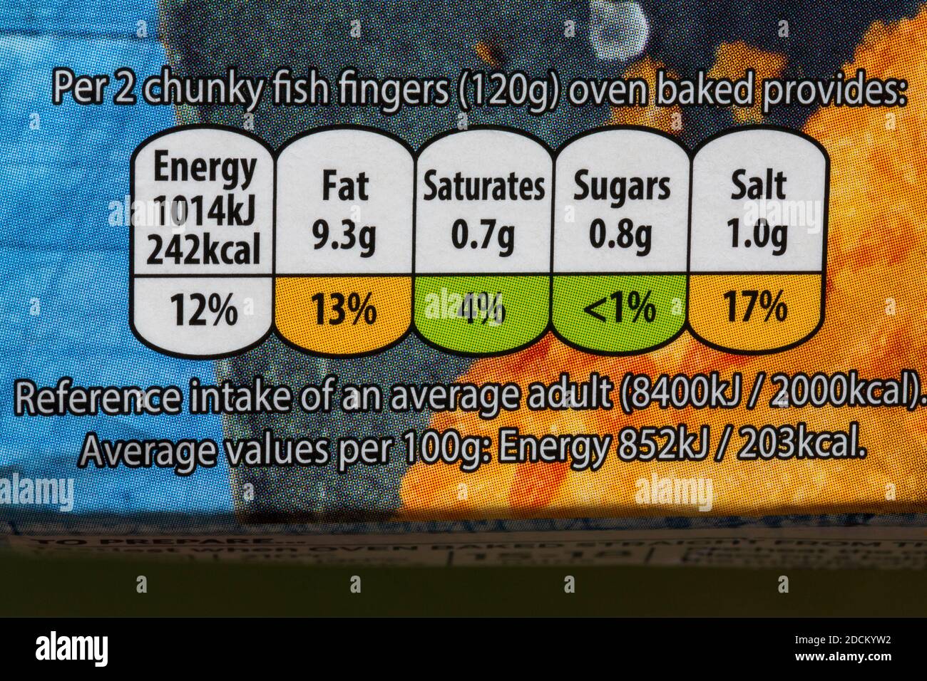 Nutritional information traffic lights system labelling colour coded
