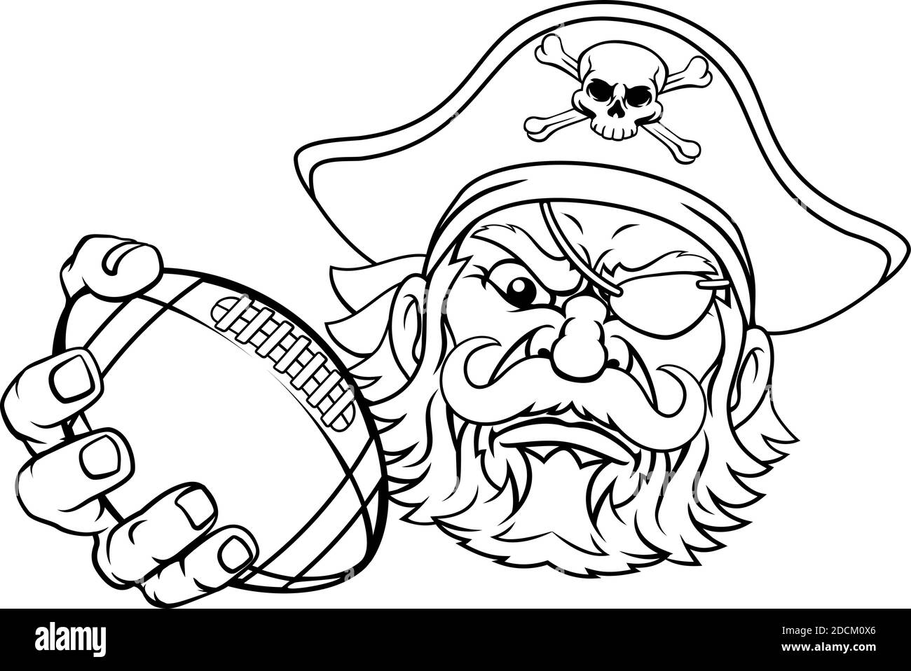 Pirate American Football Sports Mascot Cartoon Stock Vector