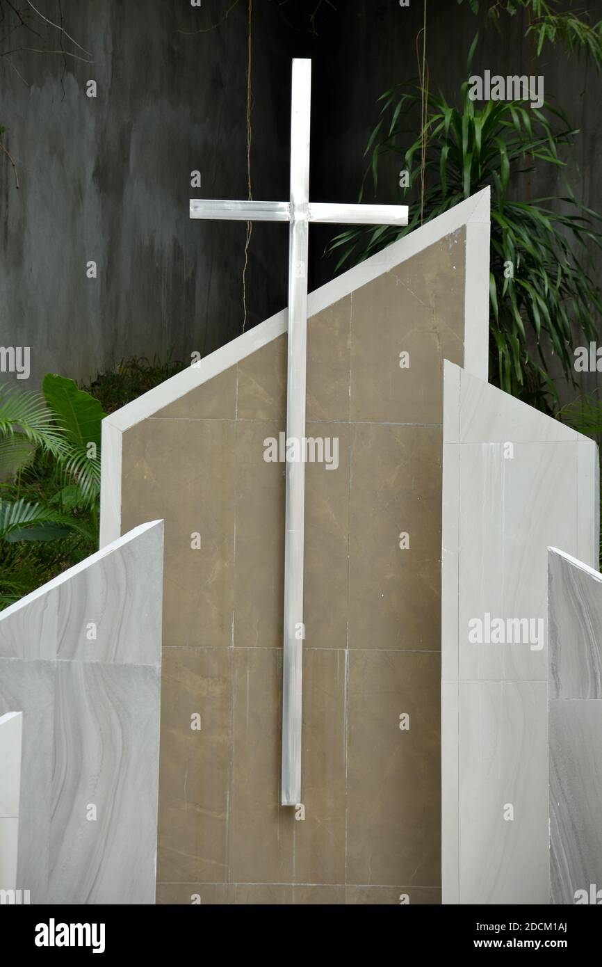 A Monument Of A Christian Cross Stock Photo - Alamy