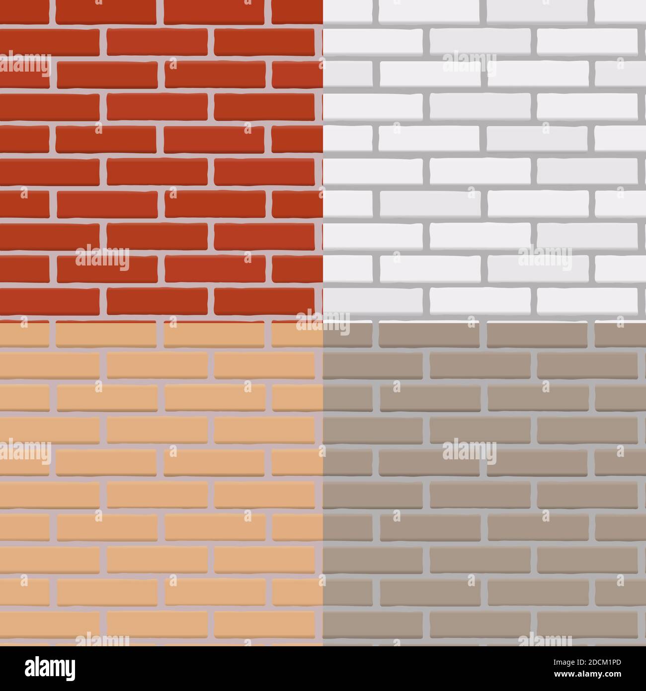 Four brick walls collection set Vector Illustration Background EPS10 Stock Vector