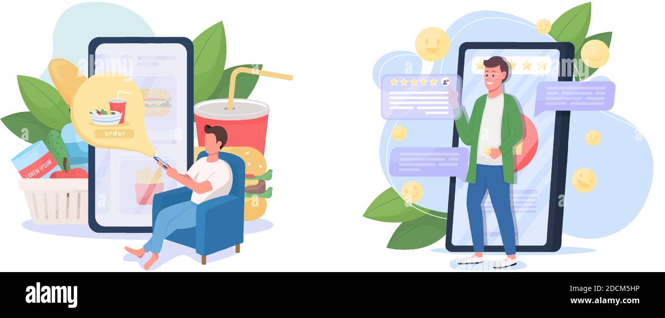Online delivery service flat concept vector illustration set Stock ...