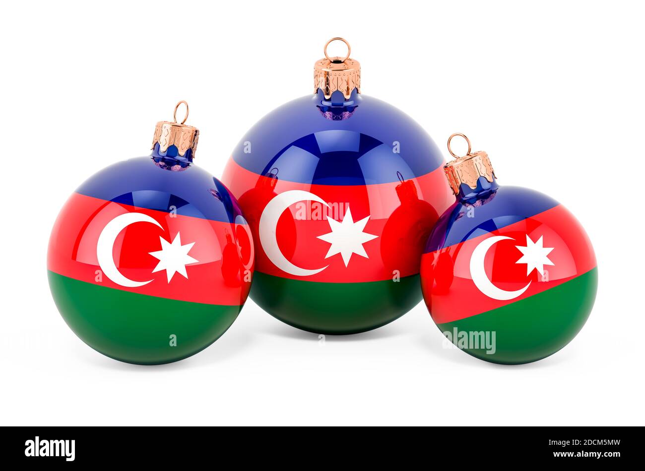 Christmas baubles with Azerbaijani flag, 3D rendering isolated on white ...