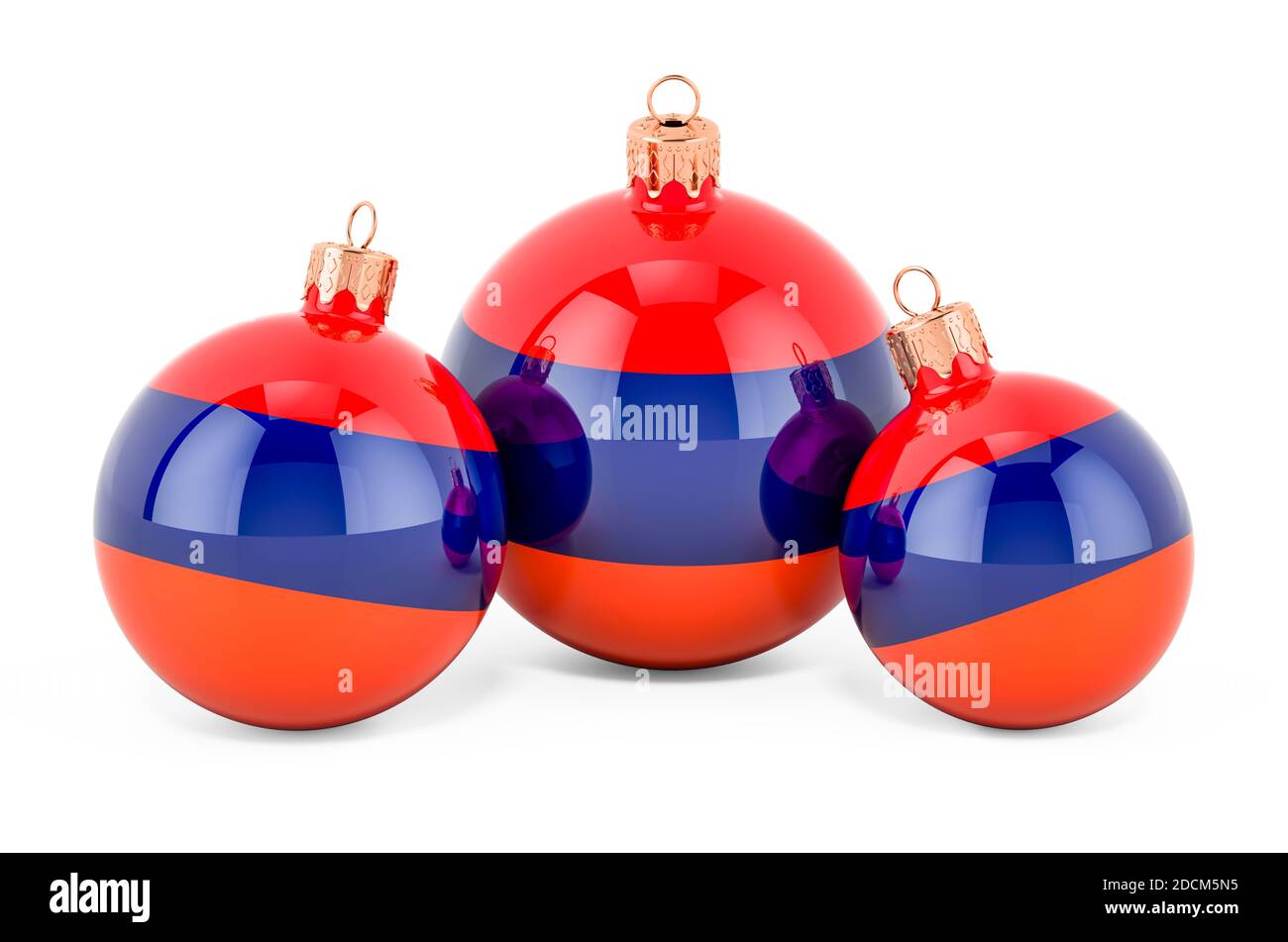 Christmas baubles with Armenian flag, 3D rendering isolated on white ...