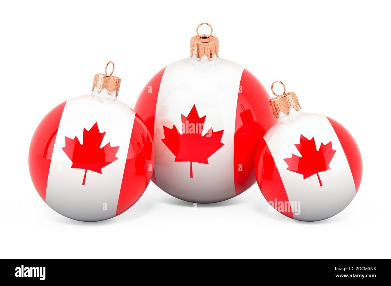 Christmas baubles with Canadian flag, 3D rendering isolated on white ...