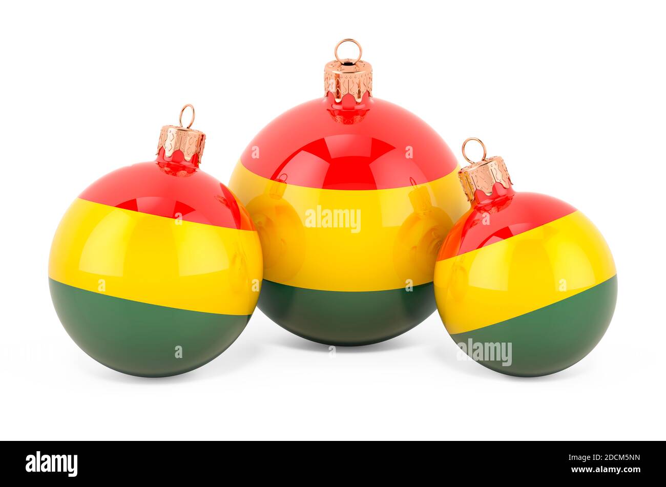 Christmas baubles with Bolivian flag, 3D rendering isolated on white ...