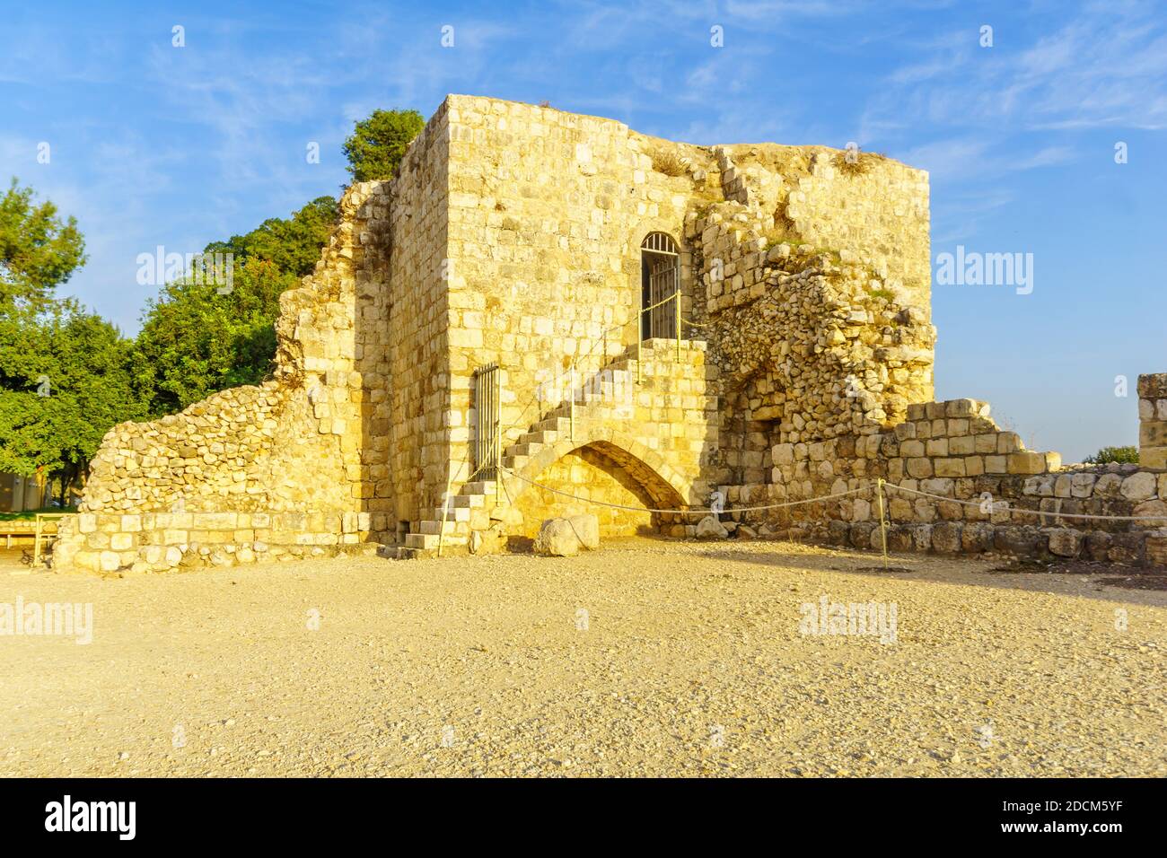View of a guard tower of Antipatris Fort (Binar Bashi), in Yarkon (Tel Afek) National Park, central Israel Stock Photo