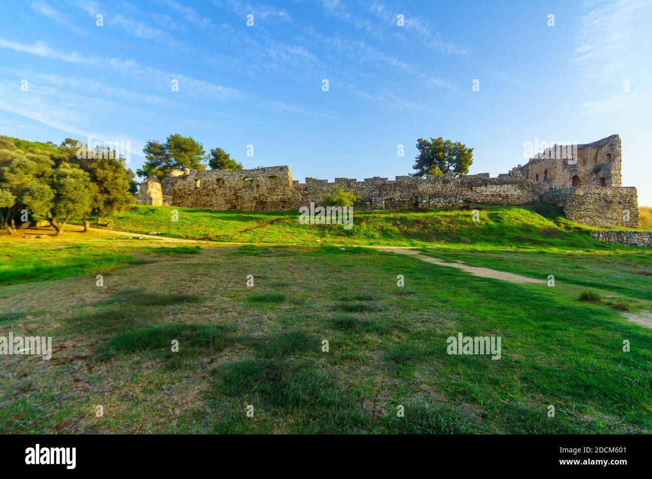 View of the Antipatris Fort (Binar Bashi), in Yarkon (Tel Afek) National Park, central Israel Stock Photo