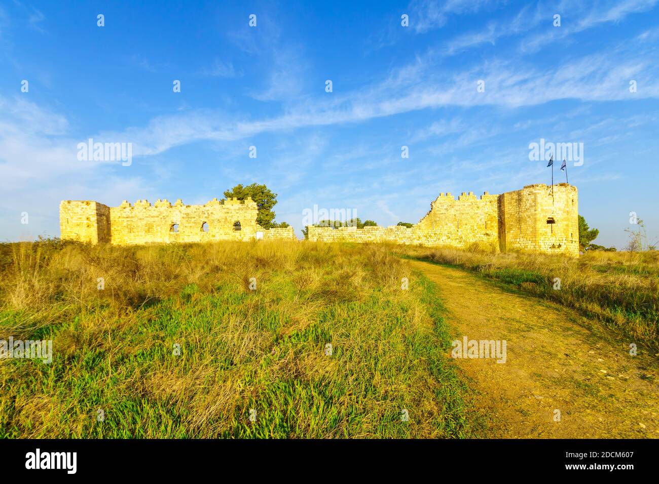 View of the Antipatris Fort (Binar Bashi), in Yarkon (Tel Afek) National Park, central Israel Stock Photo