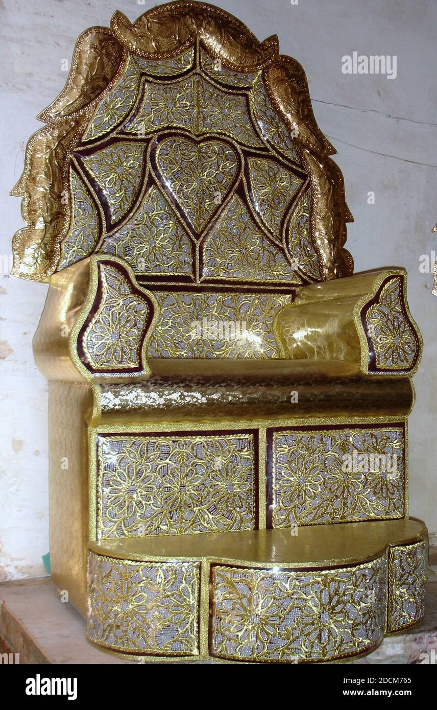 Wedding seating for the bride, a comfortable padded seat adorned with