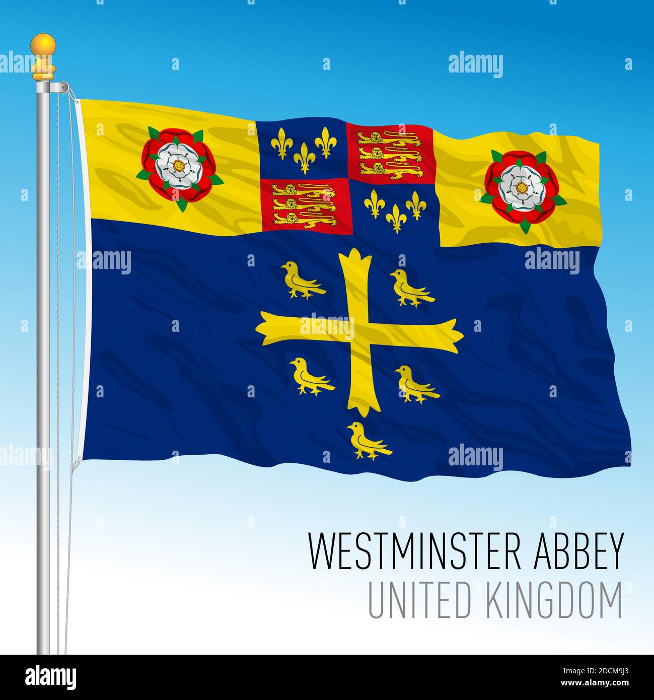 Westminster Abbey banner flag, United Kingdom, vector illustration Stock Vector