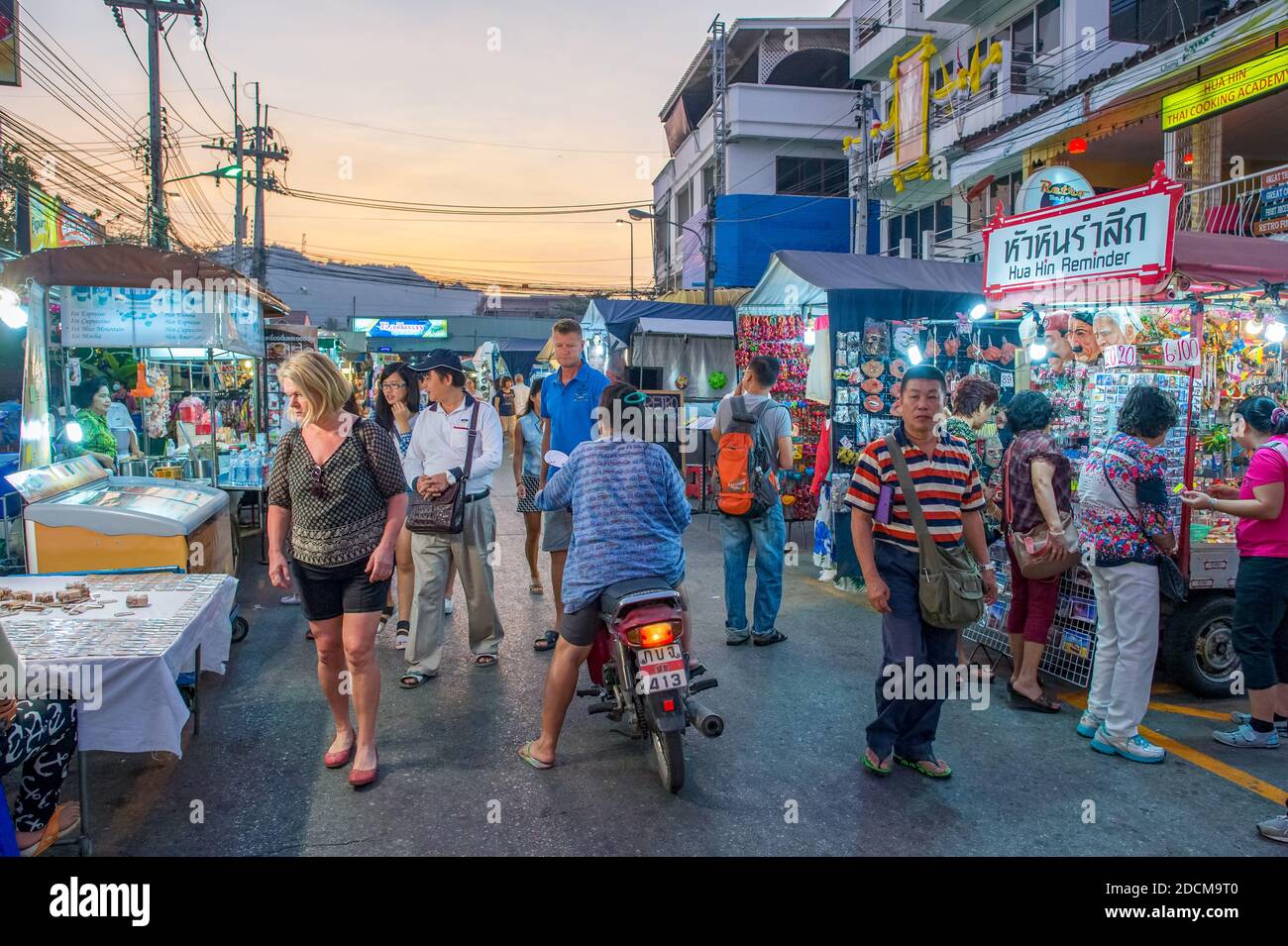 Urban scene from the famous night market in Hua Hin. Hua Hin is one of the most popular travel destinations in Thailand. Stock Photo