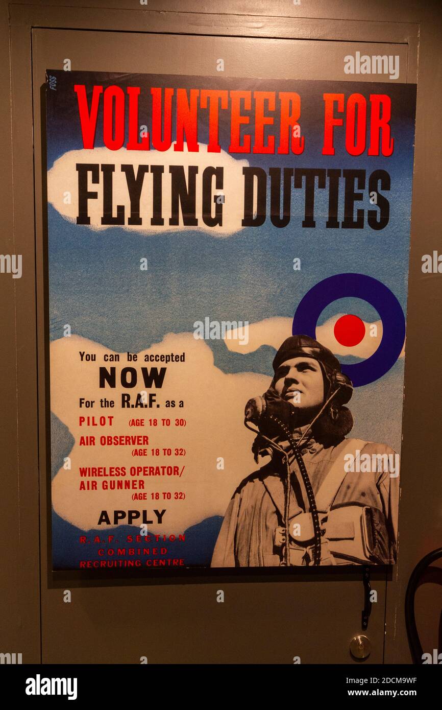 Volunteer for flying duties' WWII RAF recruitment poster on 